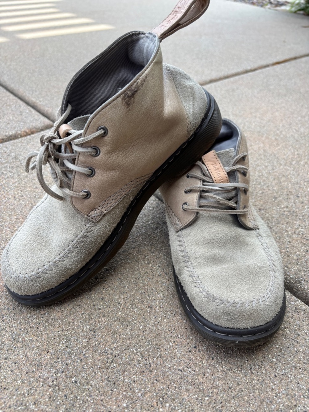 Dr. Martens Men's Suede Lace-Up Boots in Light Gray